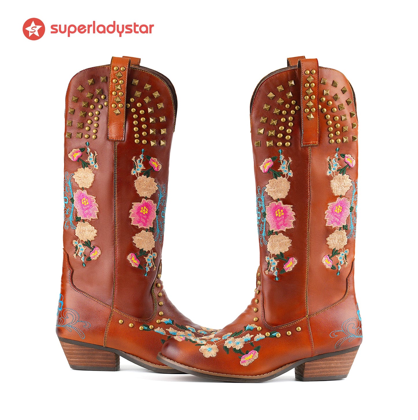 Wildflower Studded Leather Boots