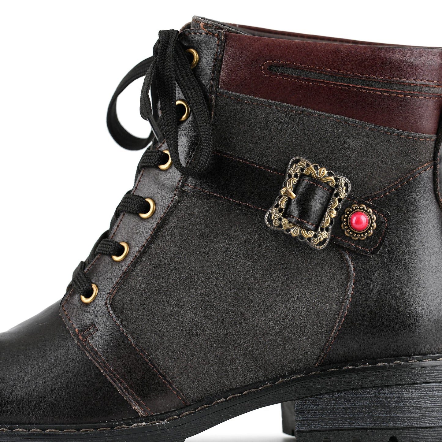Retro Antique Charm Lace-Up Ankle Boots