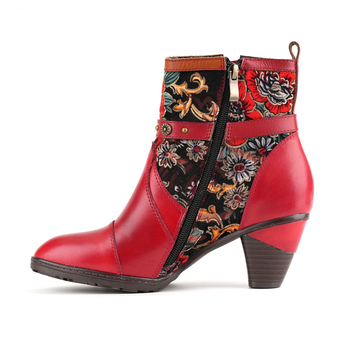 Vintage Vibrant Floral Ankle Boots