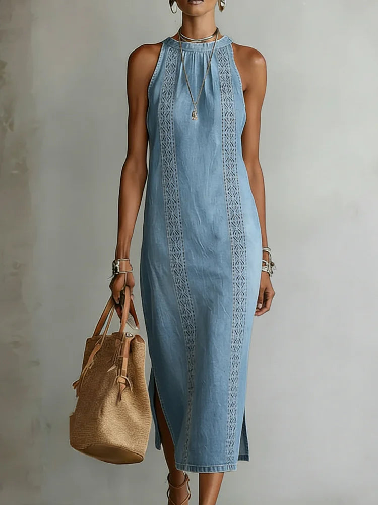 Julia™ | Robe en denim à dentelle rétro
