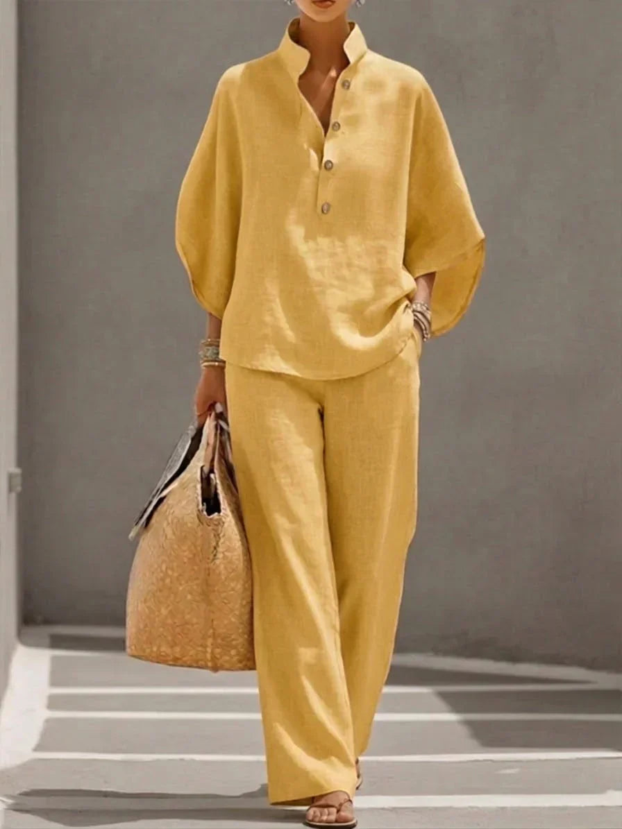 Maribel | Linen Batwing Sleeve Set