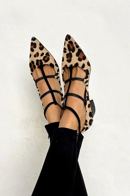Animal Print Ballet Flats with Straps