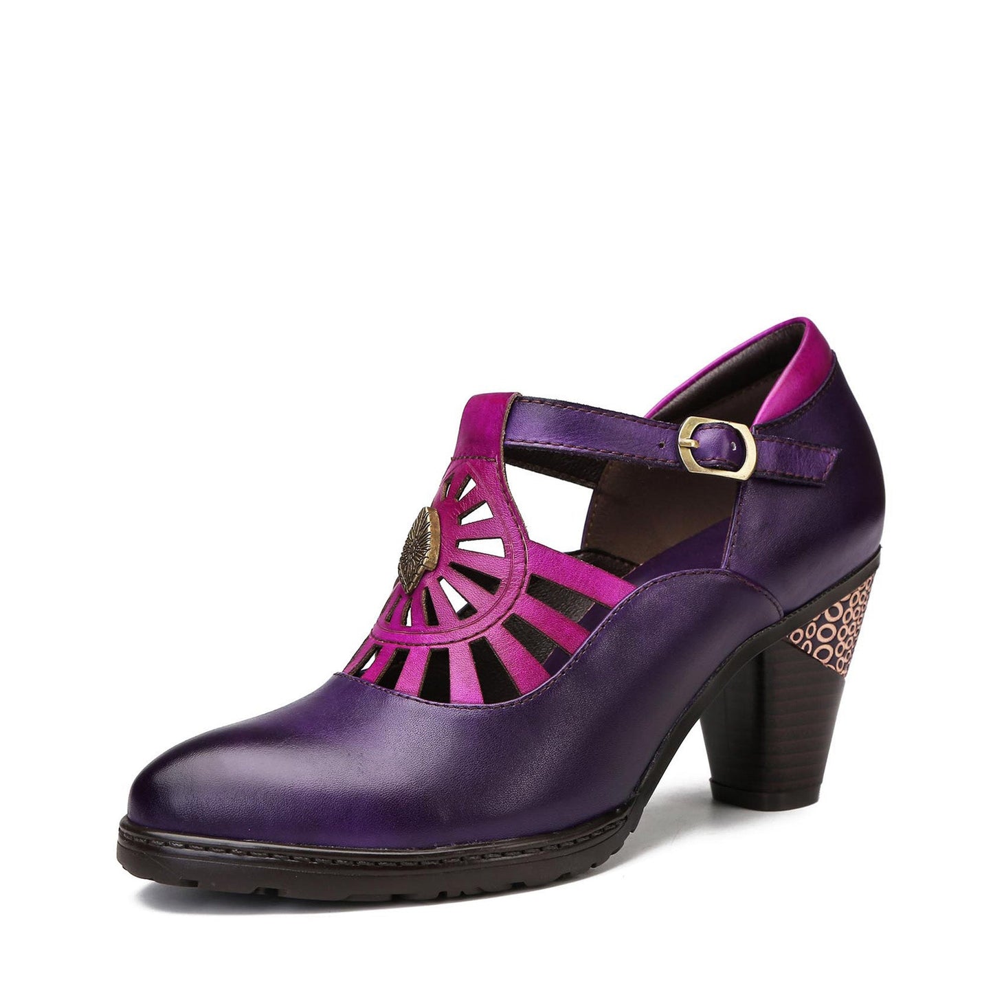 Retro Leather Grace Adjustable Belt Pumps