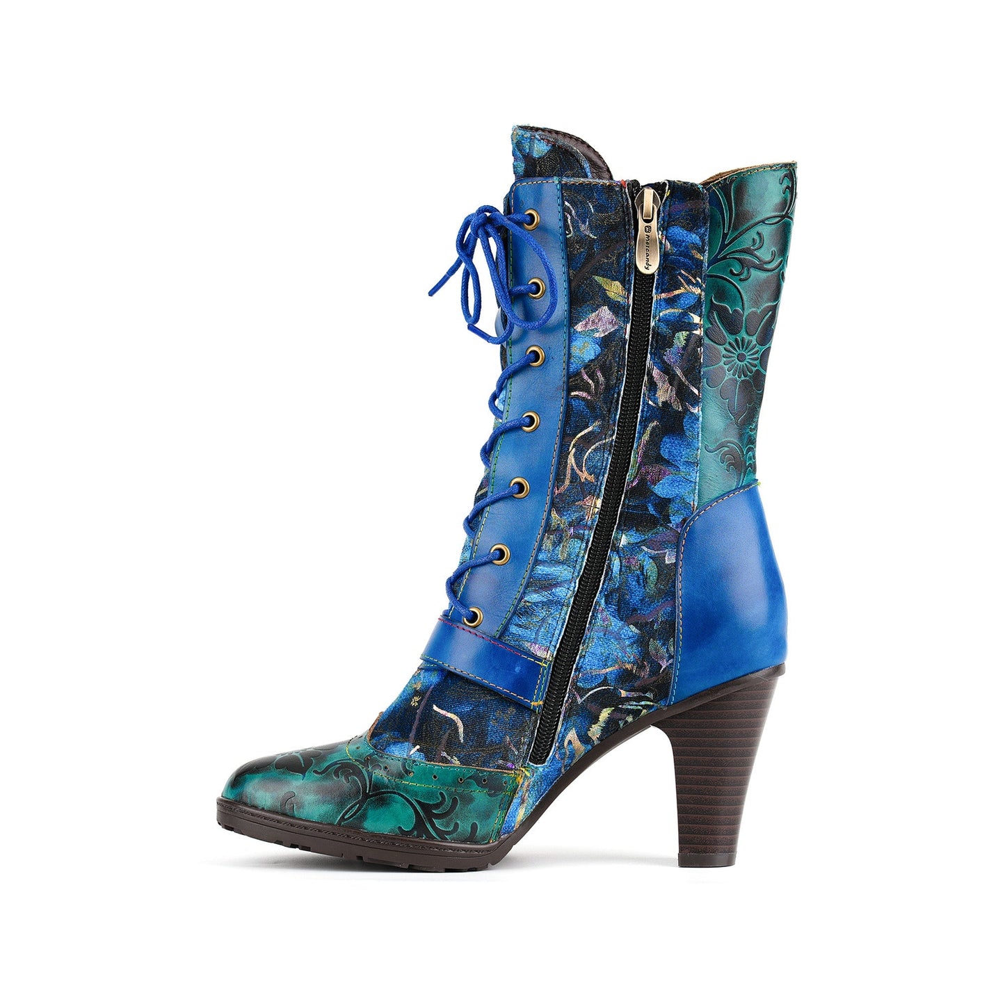 Midnight Bloom Lace-Up Boots