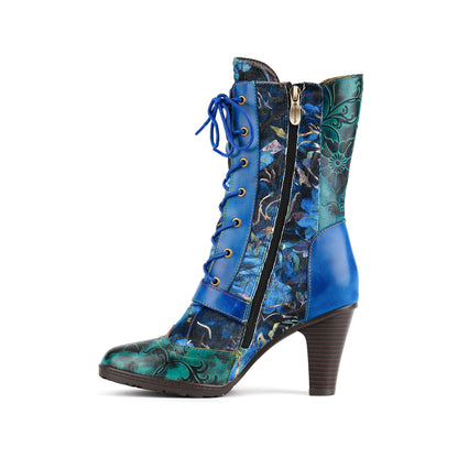Midnight Bloom Lace-Up Boots