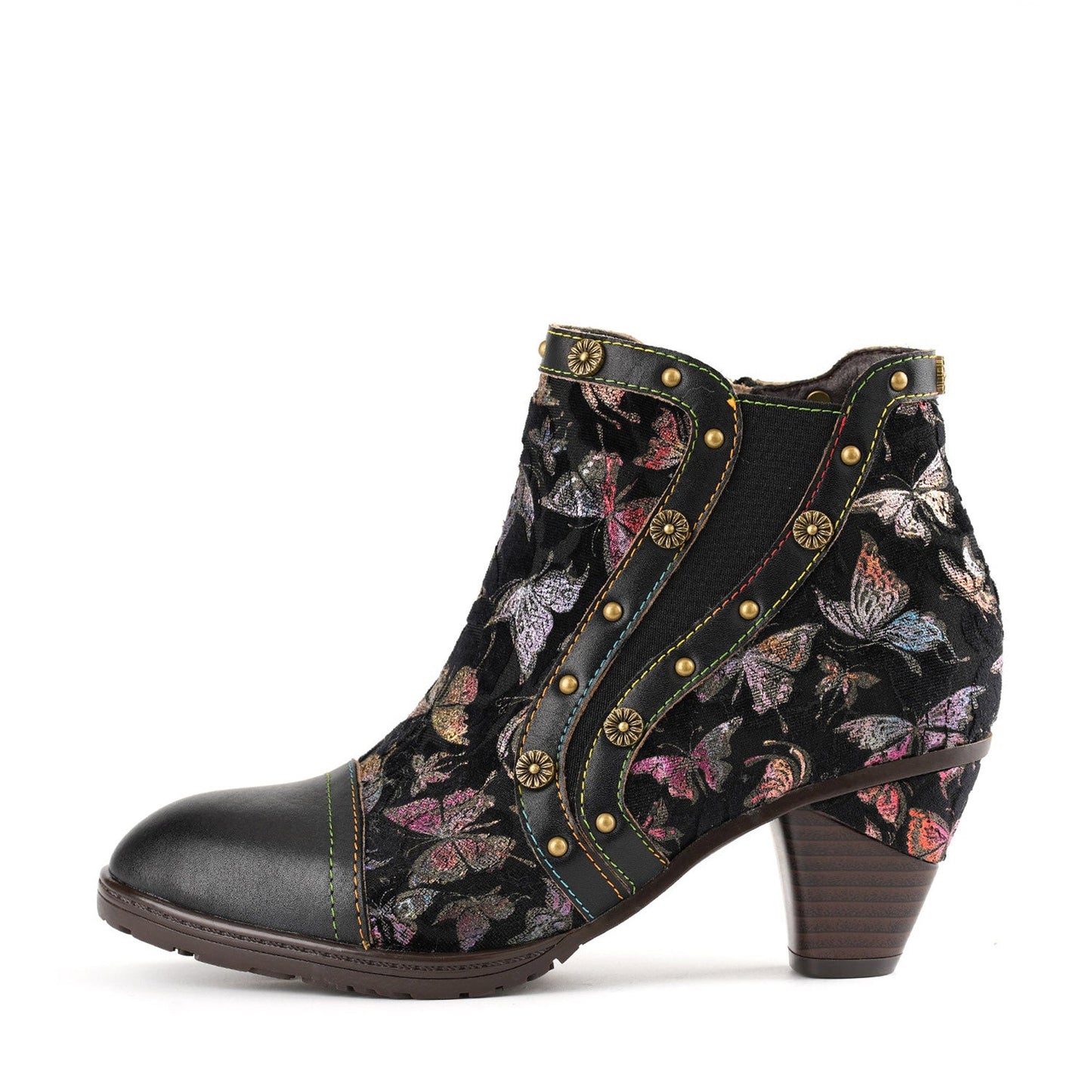 Vintage Butterfly Elegance Leather Ankle Shoes