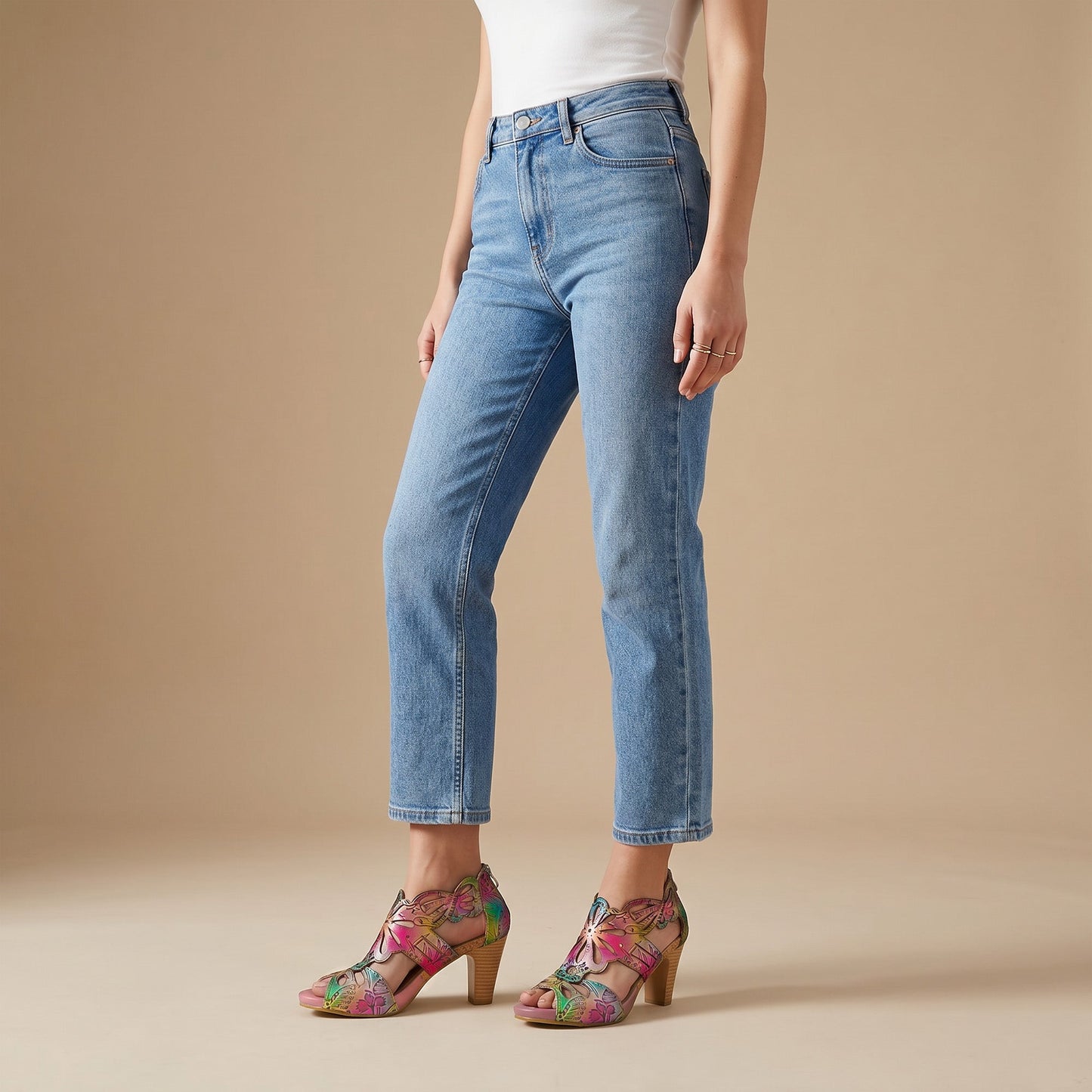 Bohemia Leather Block Heel Comfy Sandals