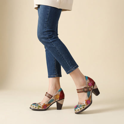 Elegant Vintage Garden Printed Pumps