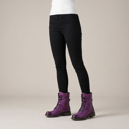 Comfortable Genuine Leather Laces Zipper Ankle Boots