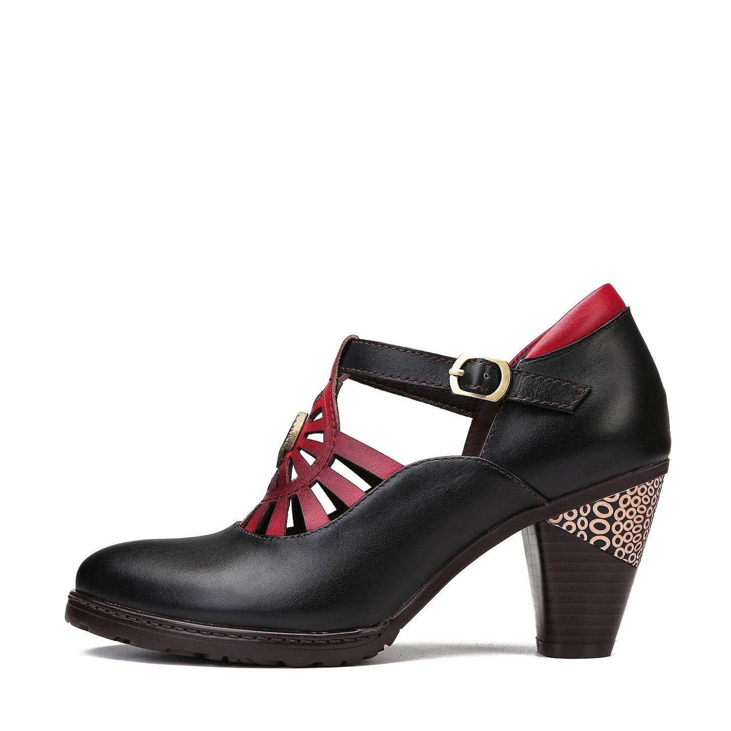 Retro Leather Grace Adjustable Belt Pumps
