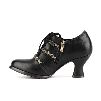 Vintage Boho Lace-Up Pumps