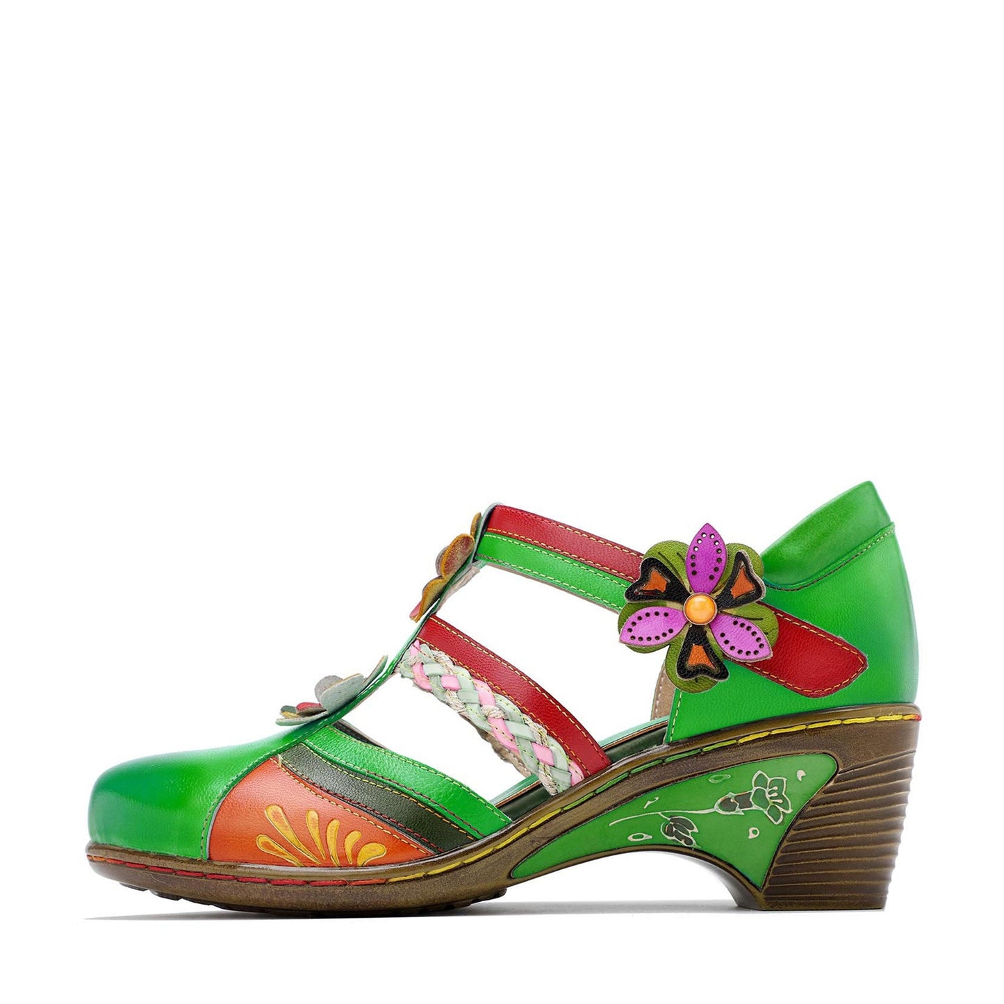 Bohemian Leather Printing Stitching Non-slip Breathable Sandals