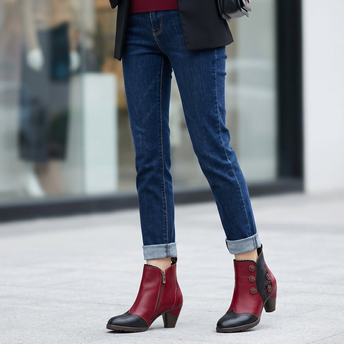 Noble Rose Embroidered Ankle Boots