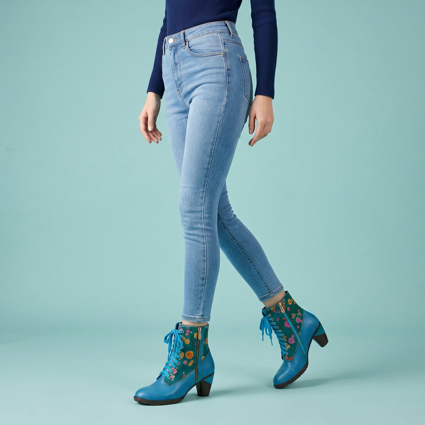 Floral Printed Vibrant Ankle Boots