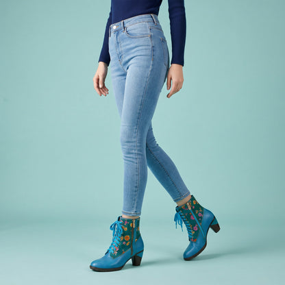 Floral Printed Vibrant Ankle Boots