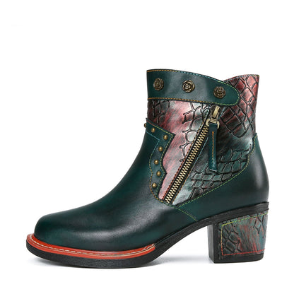 Vintage Handmade Comfort Chunky Heel Booties
