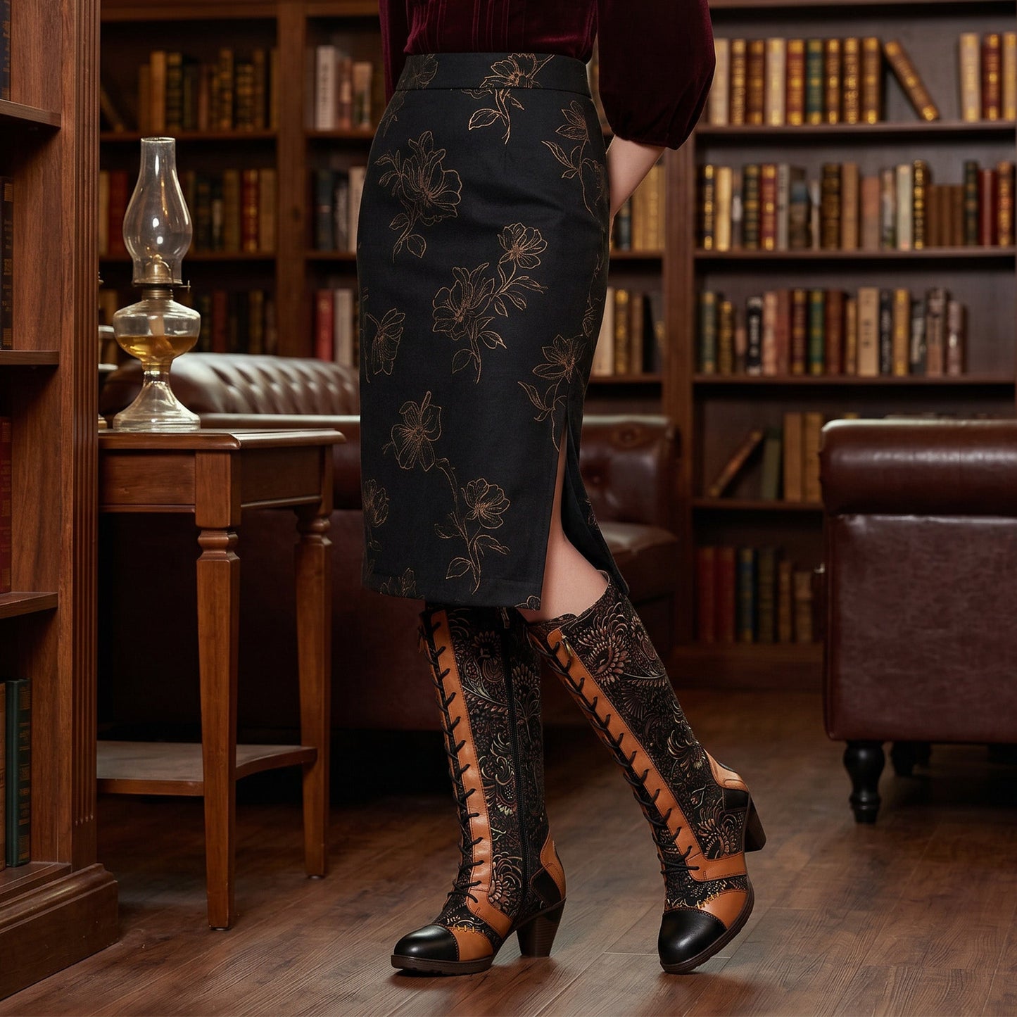 Retro Handmade Leather Patchwork Boots