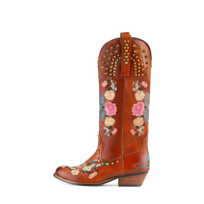 Wildflower Studded Leather Boots