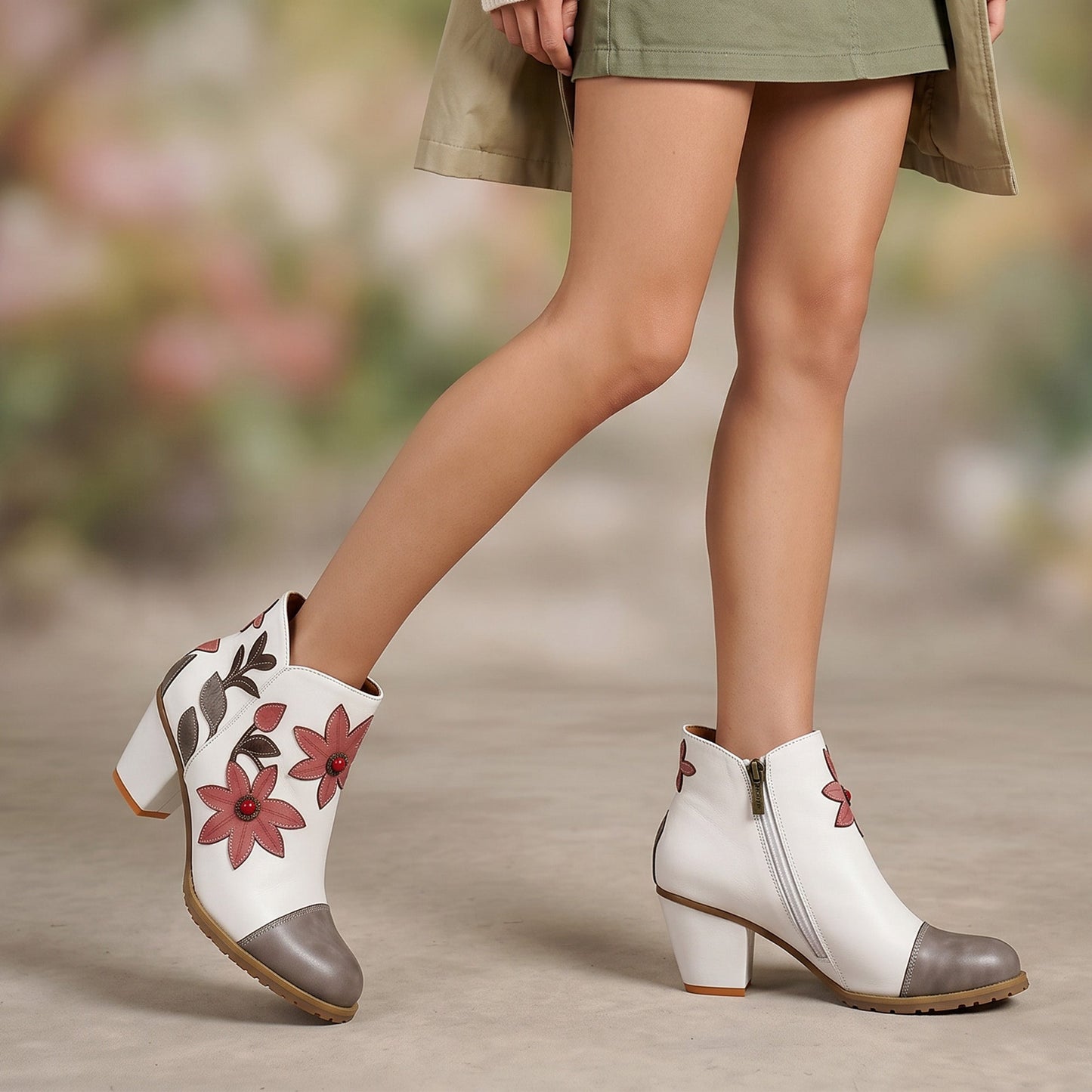 Floral Grace Ankle Boots