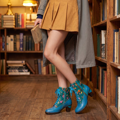 Floral Printed Vibrant Ankle Boots