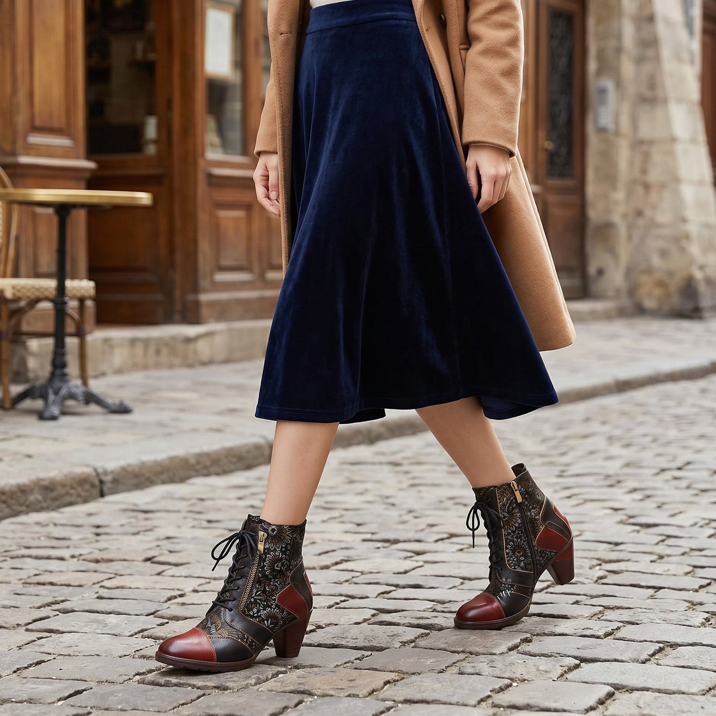 Retro Handmade Leather Patchwork Ankle Boots