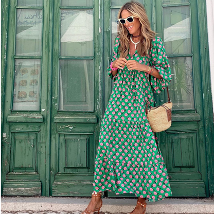 Mabel - Breezy High-Low Geometric Print Dress
