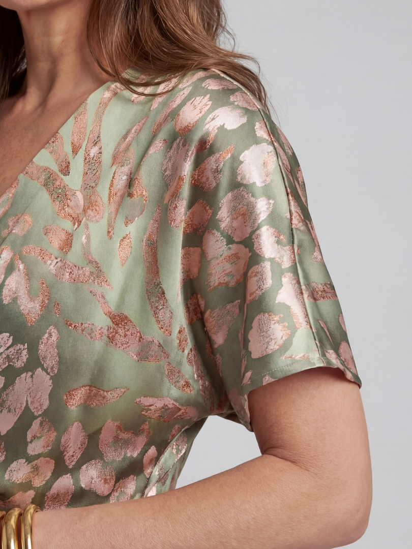 Coralie | Abstract Print Twist-Waist Midi Dress