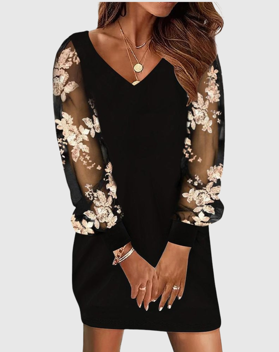 Malina – Lace Sleeve Midi Dress