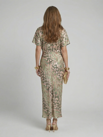 Coralie | Abstract Print Twist-Waist Midi Dress