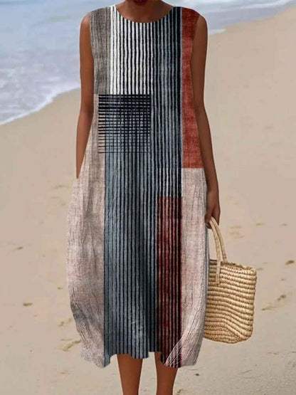 Rosenda - Summer Dress with Abstract Geometric Print