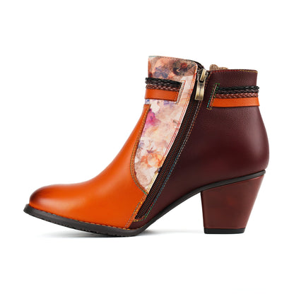 Handmade Floral Charm Ankle Boots