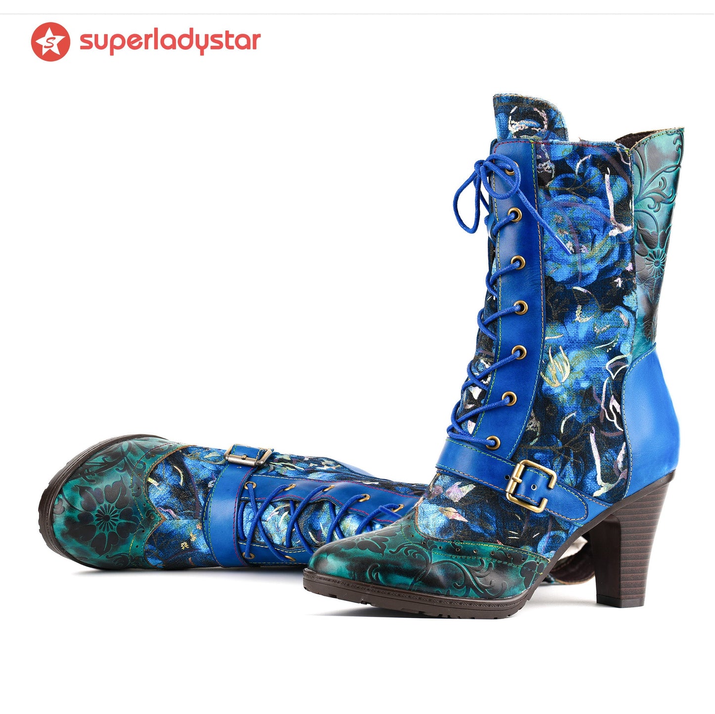 Midnight Bloom Lace-Up Boots