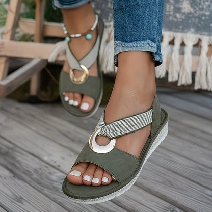 Skylar | Flat Sandals with Metal Buckle