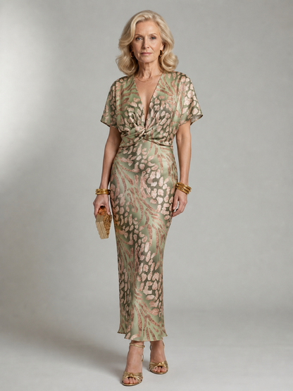 Coralie | Abstract Print Twist-Waist Midi Dress