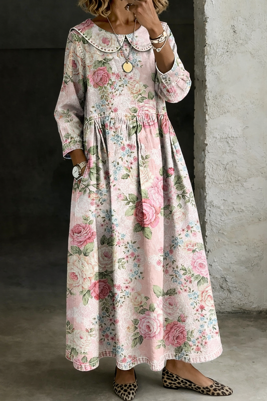 Brooklyn™ | Robe en jean à col fleuri