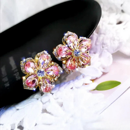 Sterling Silver Earrings with Colorful Zirconia