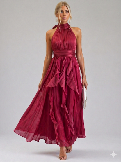 Celestia | Ruffled Halter Maxi Dress