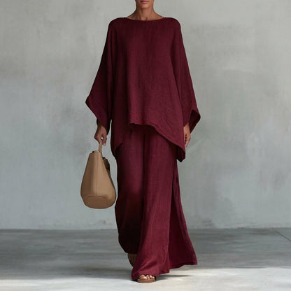 Cristina | Long Sleeve & Wide-Leg Pants Set