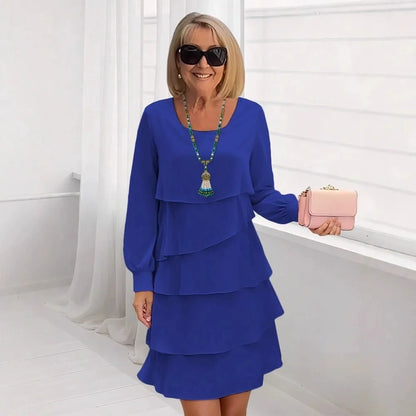 Margaret | Elegant Comfort Ruffle Dress Long Sleeve