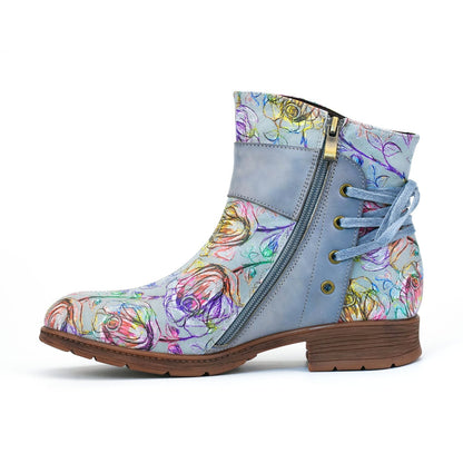 Retro Leather Blossom Casual Comfort Ankle Boots