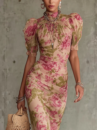 Fiora™ Long Dress With Vintage Rose Print