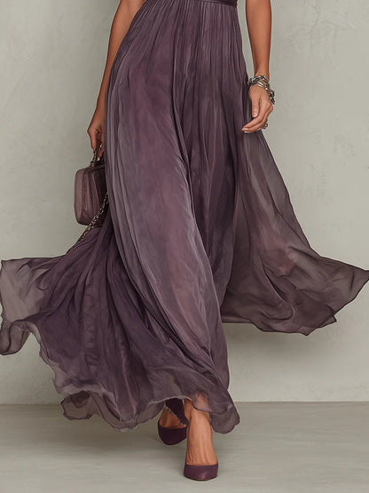 Flavia™ Long Purple Dress With Keyhole Neckline