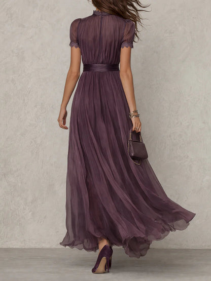 Flavia™ Long Purple Dress With Keyhole Neckline