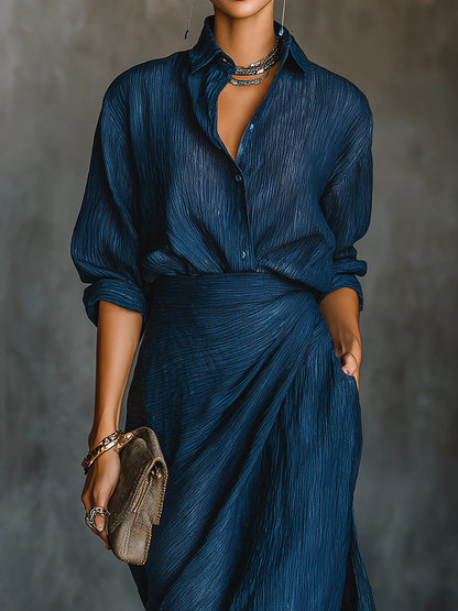 Sky | Shirt and Long Skirt Set
