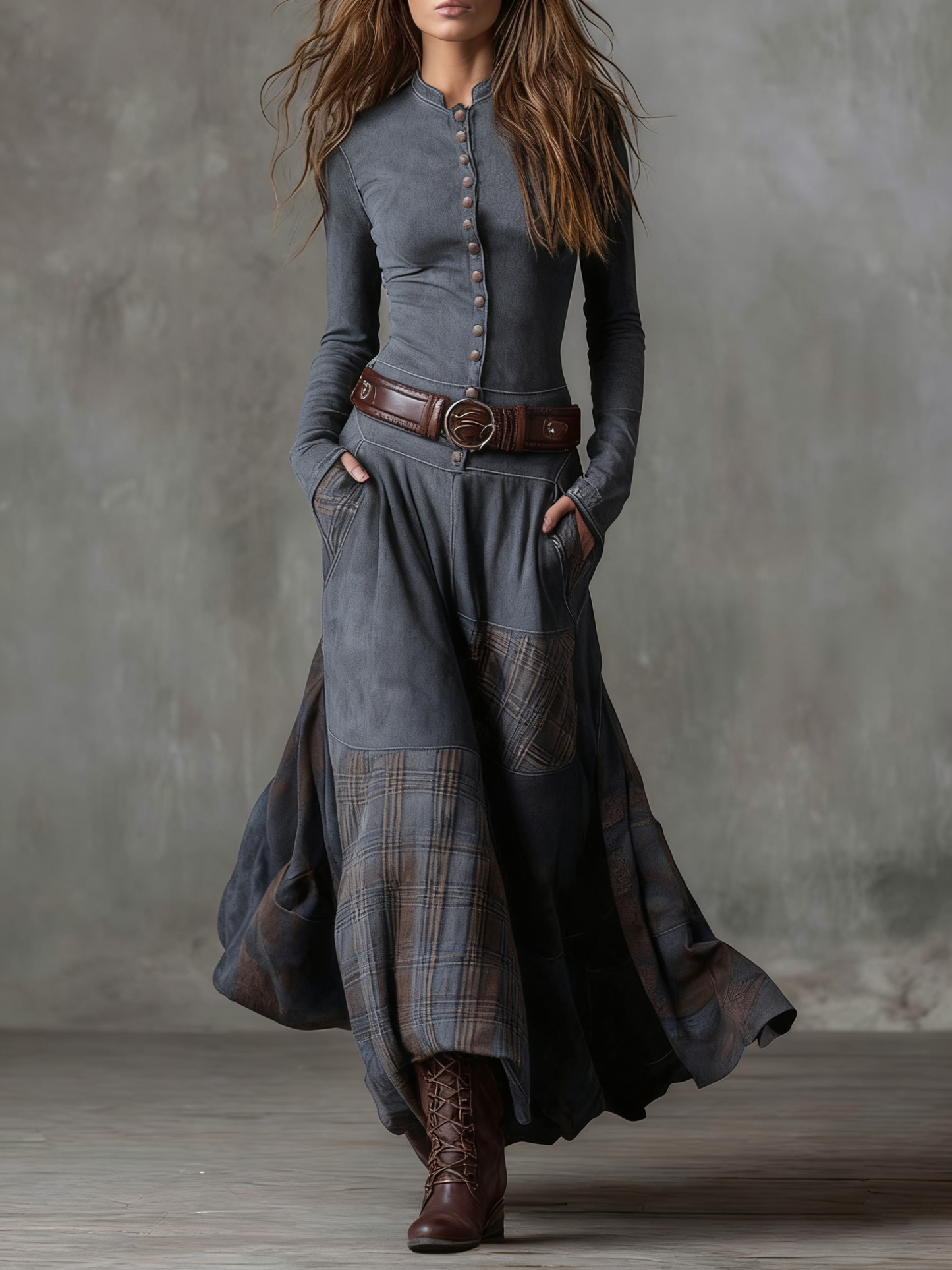 Izabella™ Suede Maxi Dress + Free Belt