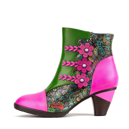 Retro Handmade Floral Fantasy Boots