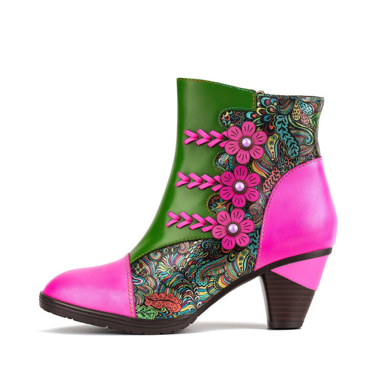 Retro Handmade Floral Fantasy Boots