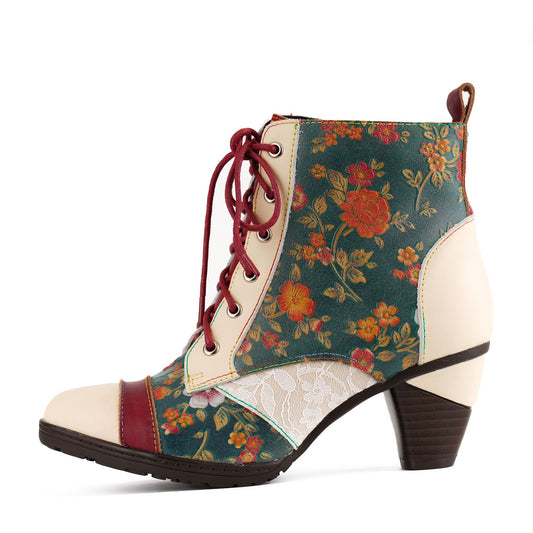 Autumn Garden Floral Ankle Boots