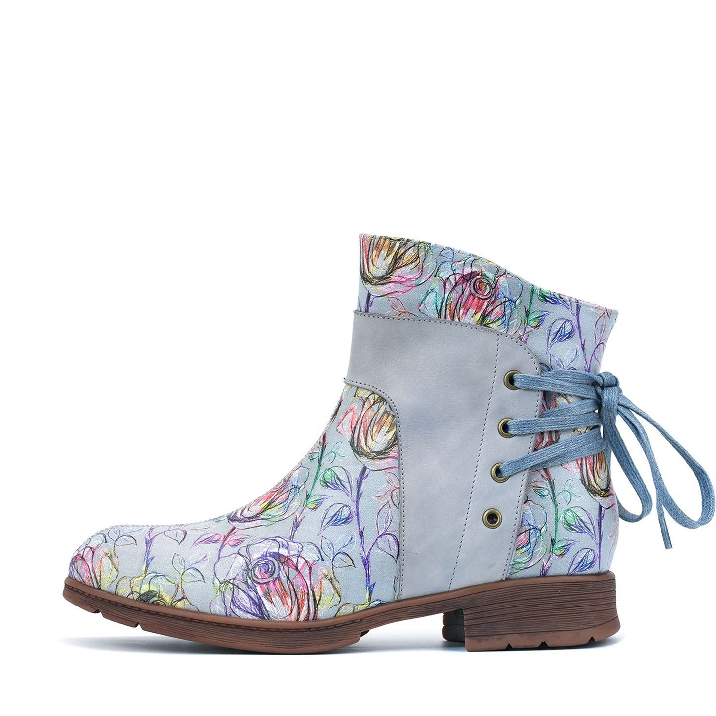 Retro Leather Blossom Casual Comfort Ankle Boots