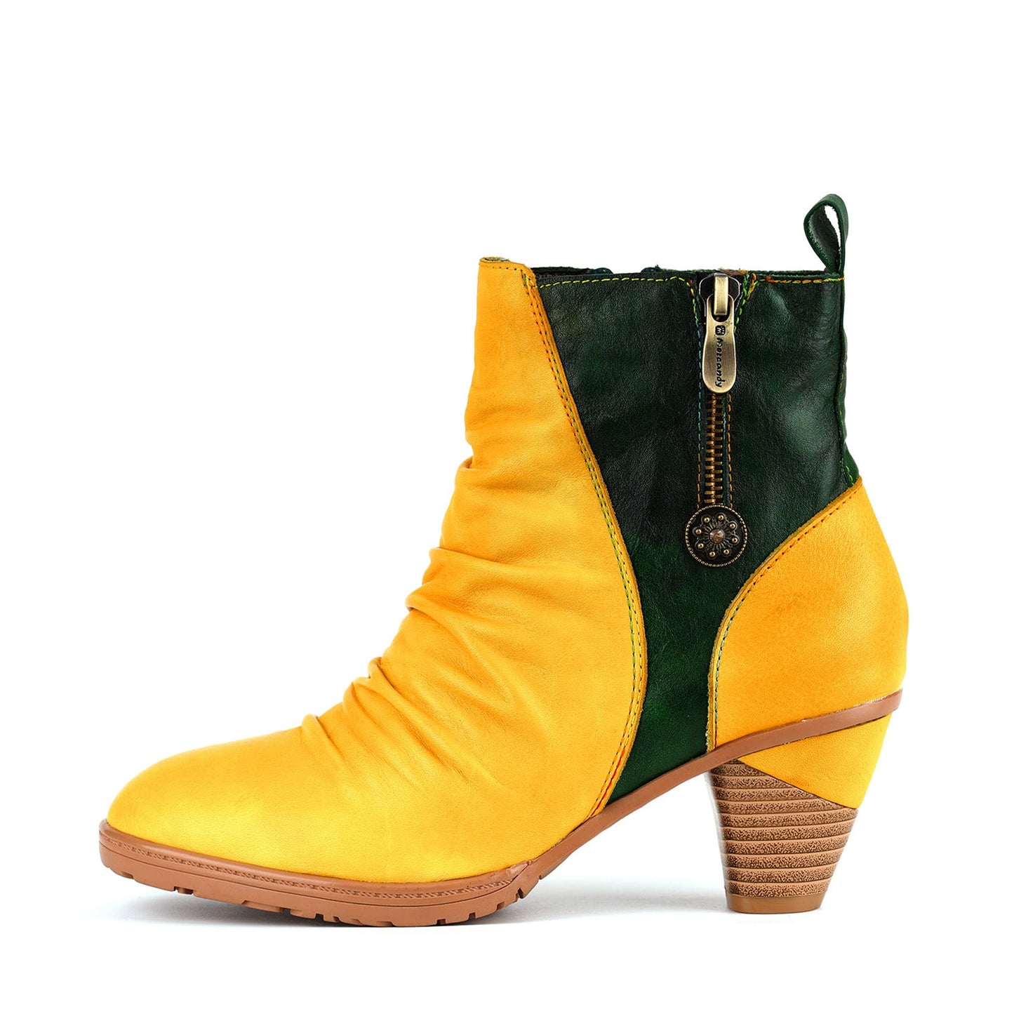 Elegant Two-Tone Genuine Leather Ankle Boots